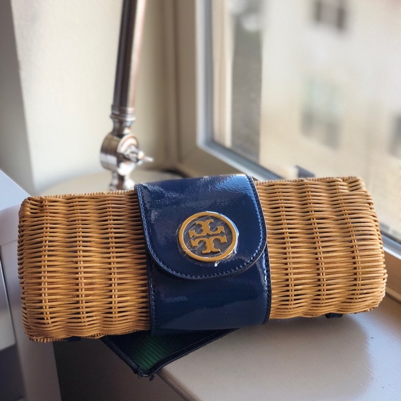{Sold} Tory Burch Rattan Clutch - Picture 1 of 8